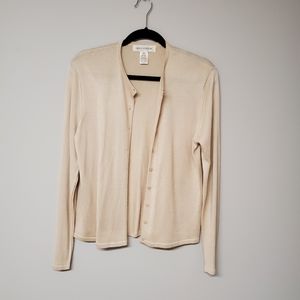 Jones NY Beige Silk Cardigan M NWOT